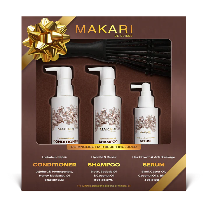 HAIR SET INCLUDING SHAMPOO + CONDITIONER + SERUM + HAIR BRUSH
