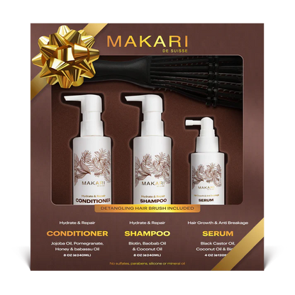 HAIR SET INCLUDING SHAMPOO + CONDITIONER + SERUM + HAIR BRUSH