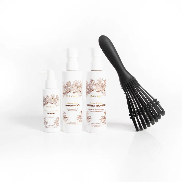 HAIR SET INCLUDING SHAMPOO + CONDITIONER + SERUM + HAIR BRUSH