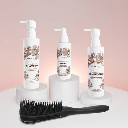 HAIR SET INCLUDING SHAMPOO + CONDITIONER + SERUM + HAIR BRUSH